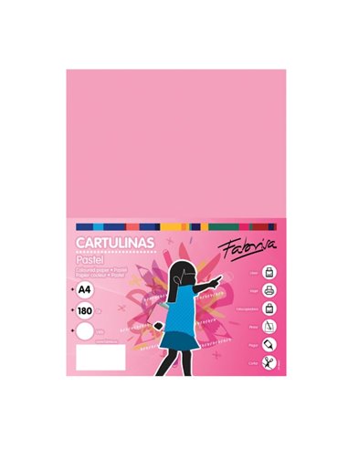 Paquet de 50 feuilles de papier cartonné Fabrisa 180 g/m² - Format A4 - Couleur rose