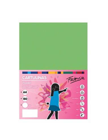 Paquet de 50 feuilles de papier cartonné Fabrisa 180 g/m² - Format A4 - Couleur verte