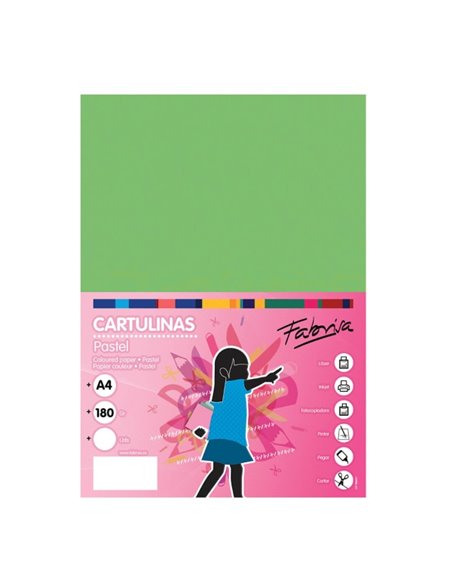 Paquet de 50 feuilles de papier cartonné Fabrisa 180 g/m² - Format A4 - Couleur verte