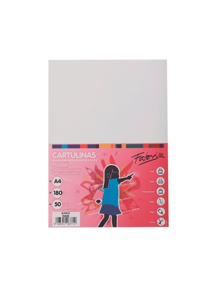 Paquet de 50 feuilles de papier cartonné Fabrisa 180 g/m² - Format A4 - Blanc