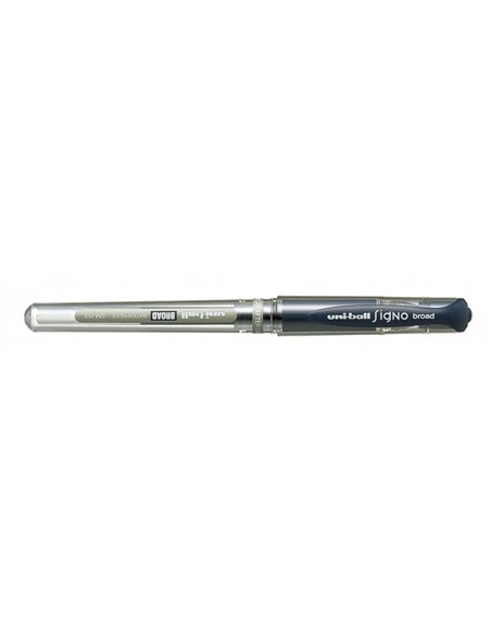 Stylo roller à encre gel Uni-ball Signo Broad UM-153 - Pointe 1 mm - Style stylo plume - Grip caoutchouc - Bleu foncé