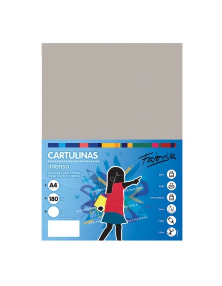 Paquet de 50 feuilles de papier cartonné Fabrisa 180 g/m² - Format A4 - Couleur grise