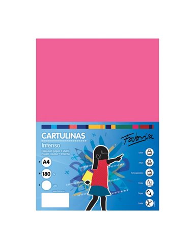 Paquet de 50 feuilles de papier cartonné Fabrisa 180 g/m² - Format A4 - Couleur fuchsia