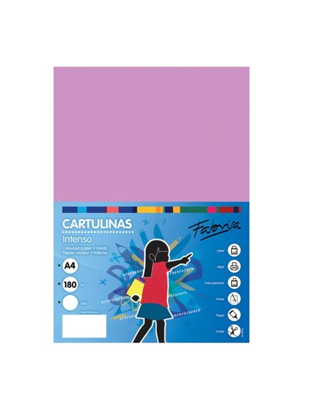 Paquet de 50 feuilles de papier cartonné Fabrisa 180 g/m² - Format A4 - Couleur lilas