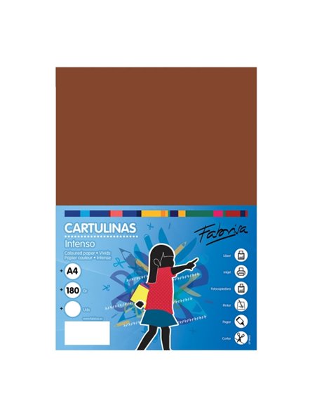 Paquet de 50 feuilles de papier cartonné Fabrisa 180 g/m² - Format A4 - Couleur marron