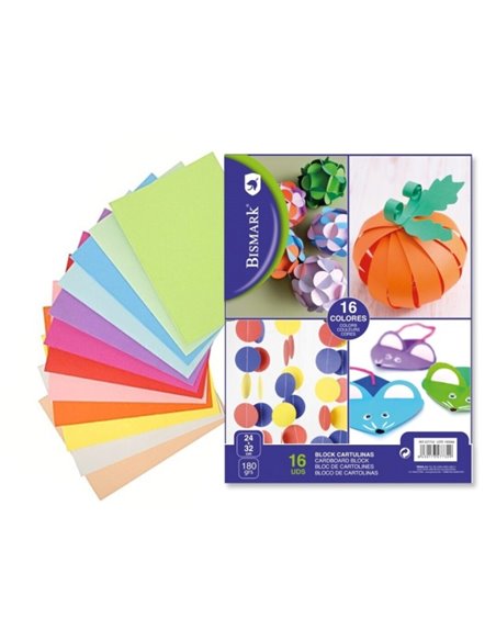 Lot de 16 feuilles de papier cartonné Bismark 180 g/m² - Format 24 x 32 cm - Couleurs assorties