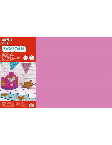 Apli Goma Eva Rosa 600x400 - 5 feuilles de mousse souple et flexible