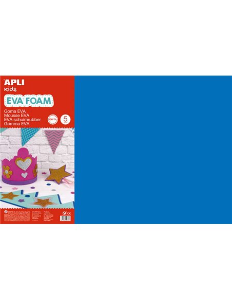 Apli Goma Eva Bleu 600x400 - 5 feuilles de mousse souple et flexible pour travaux manuels et décoration