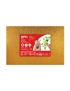 Pack de 3 feuilles de mousse EVA pailletée dorée Apli 600 x 400 mm - Épaisseur 2 mm - Imperméable - Thermoformable - Couleur or