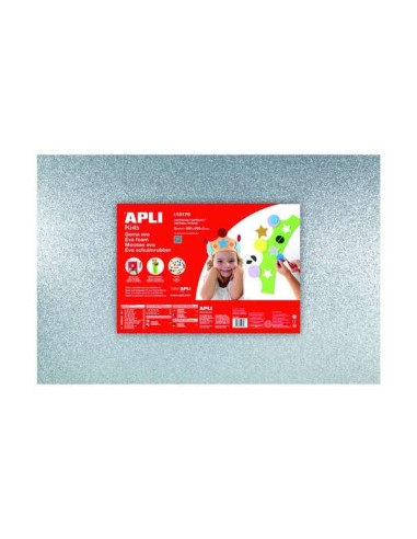 Pack de 3 mousses EVA pailletées argentées Apli 600 x 400 mm - Épaisseur 2 mm - Imperméables - Thermoformables - Couleur argent