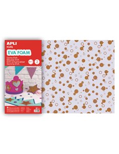 Goma Eva Glitter Imprimé Cercles Appli 600x400 - 3 Feuilles Lumineuses et Résistantes