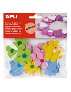 Mousse adhésive Apli Shapes Fleurs imprimées 40 U - Facile à coller - Différents motifs - Idéal pour les loisirs créatifs