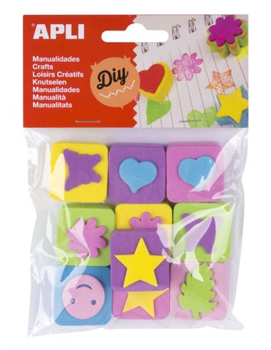 Tampons en caoutchouc Apli Mini Eva - 10 unités - Idéal pour l'artisanat et la décoration