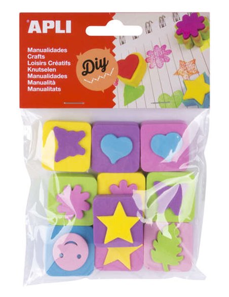 Tampons en caoutchouc Apli Mini Eva - 10 unités - Idéal pour l'artisanat et la décoration