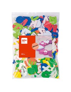 Lettres adhésives en mousse EVA Apli Shapes, 500 unités - Faciles à coller - Différentes formes de lettres - 500 unités par paqu