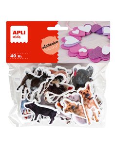 Apli Shapes Autocollants en caoutchouc EVA Animaux de la ferme 40U - Faciles à coller - Différents modèles - Idéal pour les lois