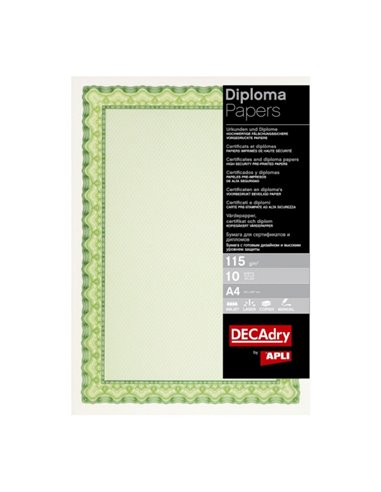 Pack de 25 feuilles de papier certifié Apli - Motif coquillage - 115 g - Idéal pour certificats et diplômes - Compatible avec im