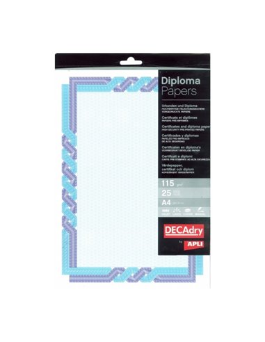 Pack Apli de 25 feuilles de papier certifié - 115 g - Motif tressé sur le cadre - Idéal pour certificats et diplômes - Compatibl