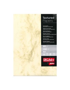 Pack de 100 feuilles de papier texturé marbré Apli - Idéal pour impressions spéciales - Compatible jet d'encre, laser et photoco