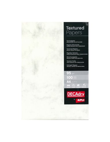Pack de 100 feuilles de papier texturé marbré Apli - Idéal pour impressions spéciales - Compatible avec les imprimantes jet d'en