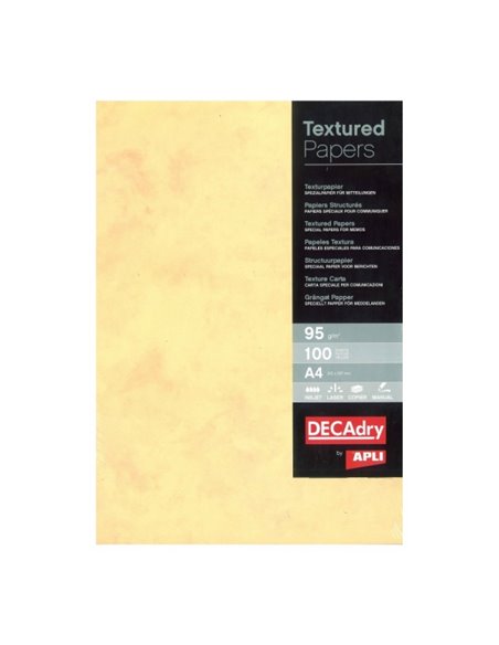 Pack de 100 feuilles de papier texturé effet marbre Apli - Idéal pour impressions spéciales - Compatible avec imprimantes jet d'