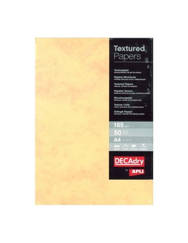 Pack de 50 feuilles de papier texturé marbré Apli - Idéal pour impressions spéciales - Compatible avec les imprimantes jet d'enc