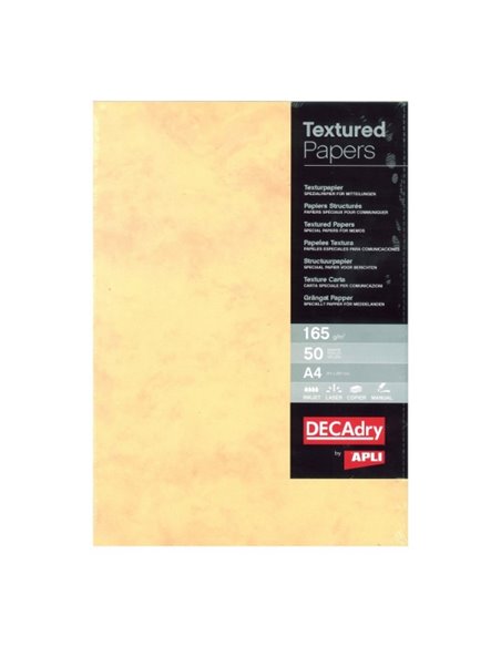 Pack de 50 feuilles de papier texturé marbré Apli - Idéal pour impressions spéciales - Compatible avec les imprimantes jet d'enc