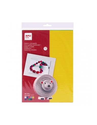 Lot de 10 cartons ondulés A4 Apli - 180 g - Teintés recto verso - Idéal pour travaux manuels et décoration - Couleurs assorties