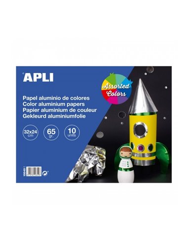 Bloc de papier aluminium Apli - Idéal pour l'artisanat et le scrapbooking - 10 feuilles - Couleurs assorties