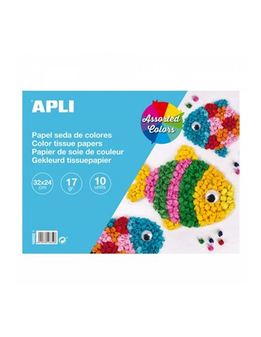 Bloc de papier de soie Apli - 10 feuilles - Idéal pour l'artisanat et l'origami - Couleurs assorties