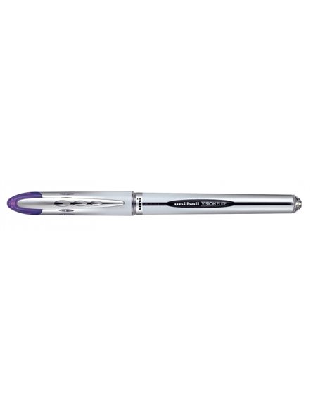 Stylo roller Uni-ball Vision Elite UB-200 à encre liquide - Stylo bille 0,8 mm - Système de voyage anti-fuite - Violet