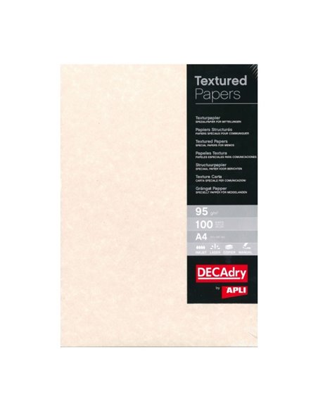 Pack de 100 feuilles de papier parchemin Apli A4 - 95 g - Motif recto verso - Idéal pour invitations et travaux manuels - Compat