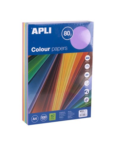 Papier Apli Intense Couleurs assorties A4 500 feuilles