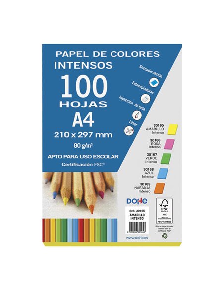 Papier multifonction Dohe 80 g - Pour photocopieurs et imprimantes - 210 x 297 mm - Jaune