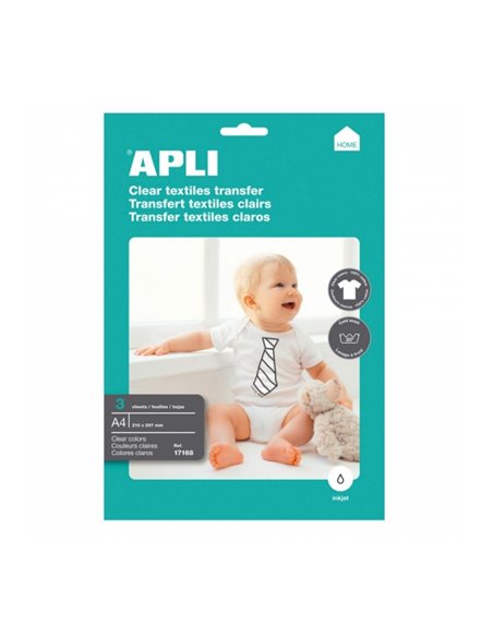 Pack de 3 feuilles de papier transfert pour imprimantes à jet d'encre - Idéal pour les vêtements blancs et 100 % coton - Applica