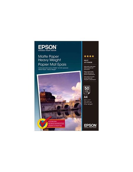 Papier photo Epson C13S041256 A4 167 g - Finition mate - 50 feuilles - pour imprimantes jet d'encre