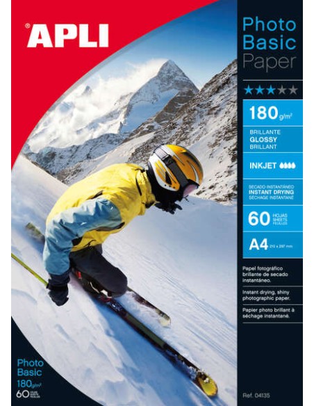Papier photographique Apli Photobasic A4 180 g, 60 feuilles