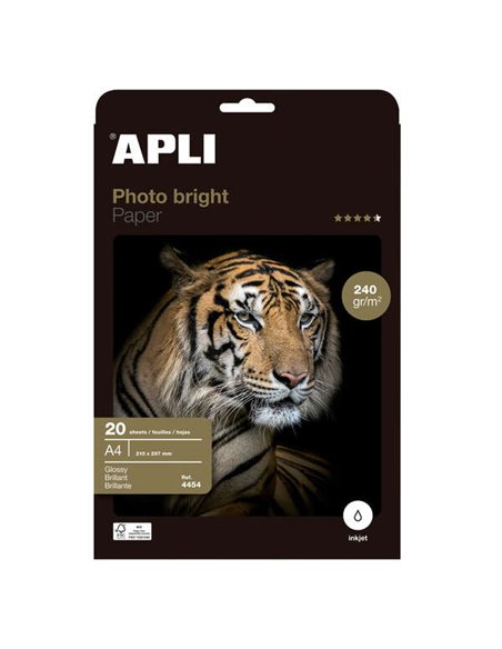 Papier photo Apli Photobright A4 240 g, 20 feuilles