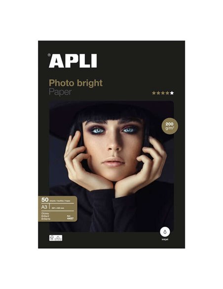 Papier photo Apli Photobright A3 200 g, 50 feuilles