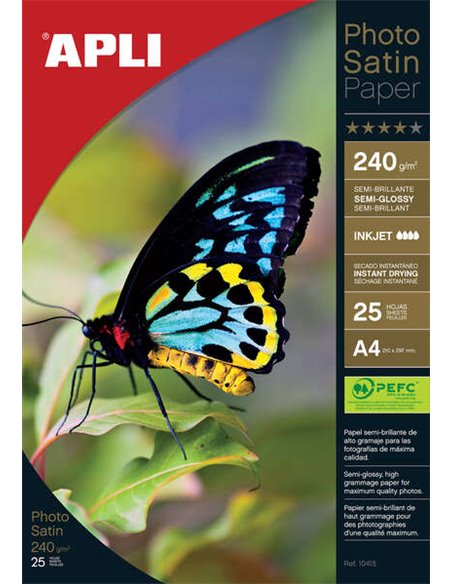 Papier photo Apli Photosatin A4 240 g, 25 feuilles