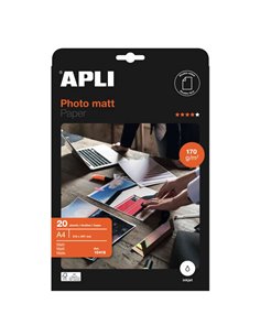 Papier photo mat Apli A4 170 g, 20 feuilles