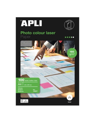 Papier photo couleur Apli Laser A4 160 g 100 feuilles