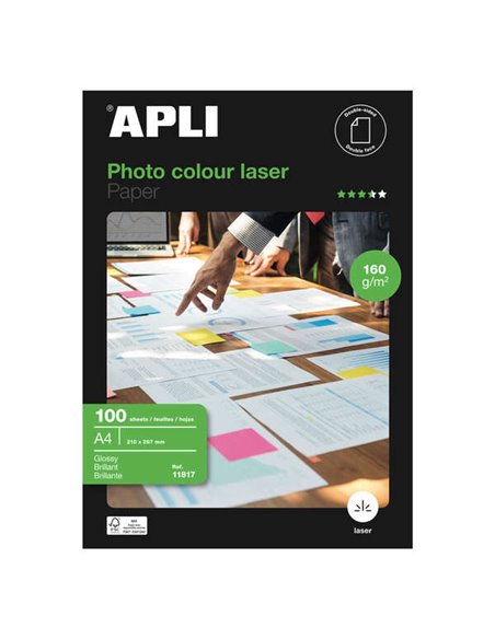 Papier photo couleur Apli Laser A4 160 g 100 feuilles