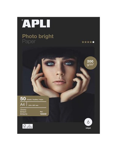 Papier photo Apli Photobright A4 200 g, 50 feuilles