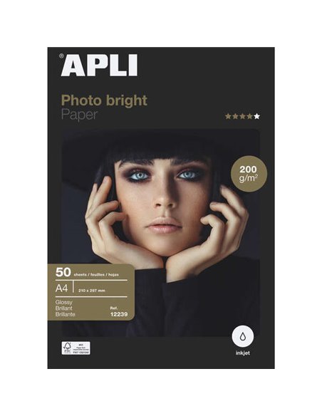 Papier photo Apli Photobright A4 200 g, 50 feuilles