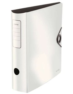Classeur à levier Leitz Active Solid format A4 - Dos arrondi 75 mm - Mécanisme 180° - Fermeture par élastique - Blanc
