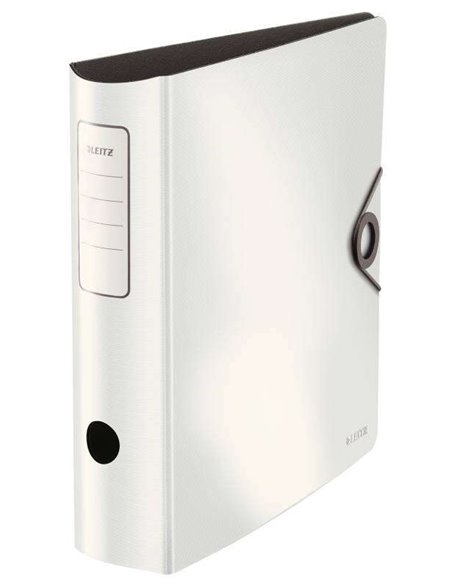 Classeur à levier Leitz Active Solid format A4 - Dos arrondi 75 mm - Mécanisme 180° - Fermeture par élastique - Blanc