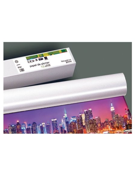Rouleau de papier photographique brillant Fabrisa pour traceur 180 g - Dimensions : 914 mm x 30 m