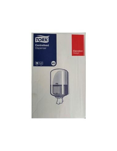 Distributeur essuie-mains tork m2 dévidage central bobine abs antichoc recyclable fenêtre visualisation clef blanc