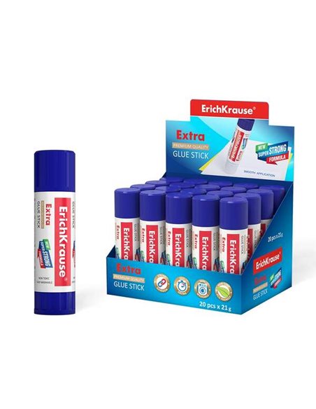 Bâton de colle extra Erichkrause 21 g - Formule ultra-forte - Consommation économique - Adhésion rapide et fiable - Facile à lav